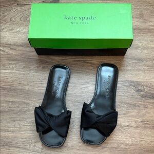 Kate Spade Black Bikini Bow Slide Sandals NWOT